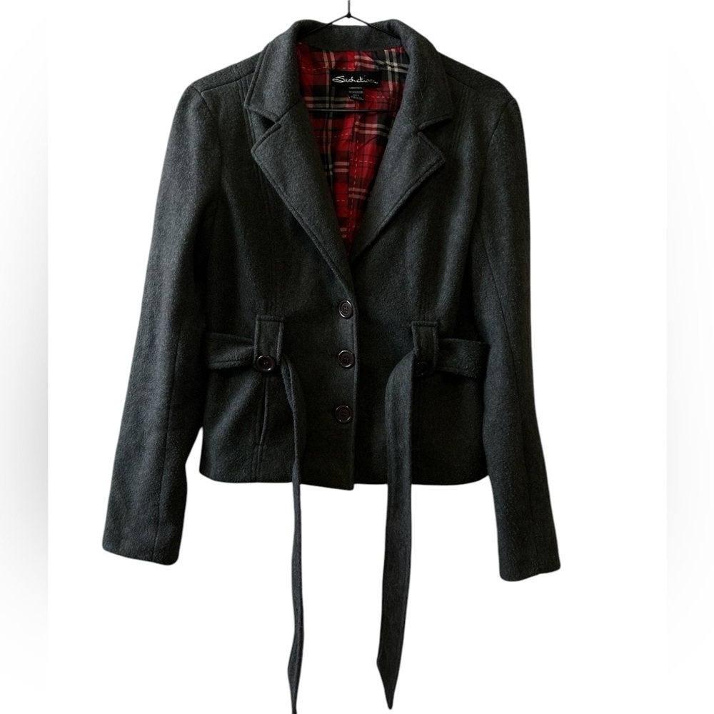 Y2k Women's charcoal grey seduction blend blazer with belt